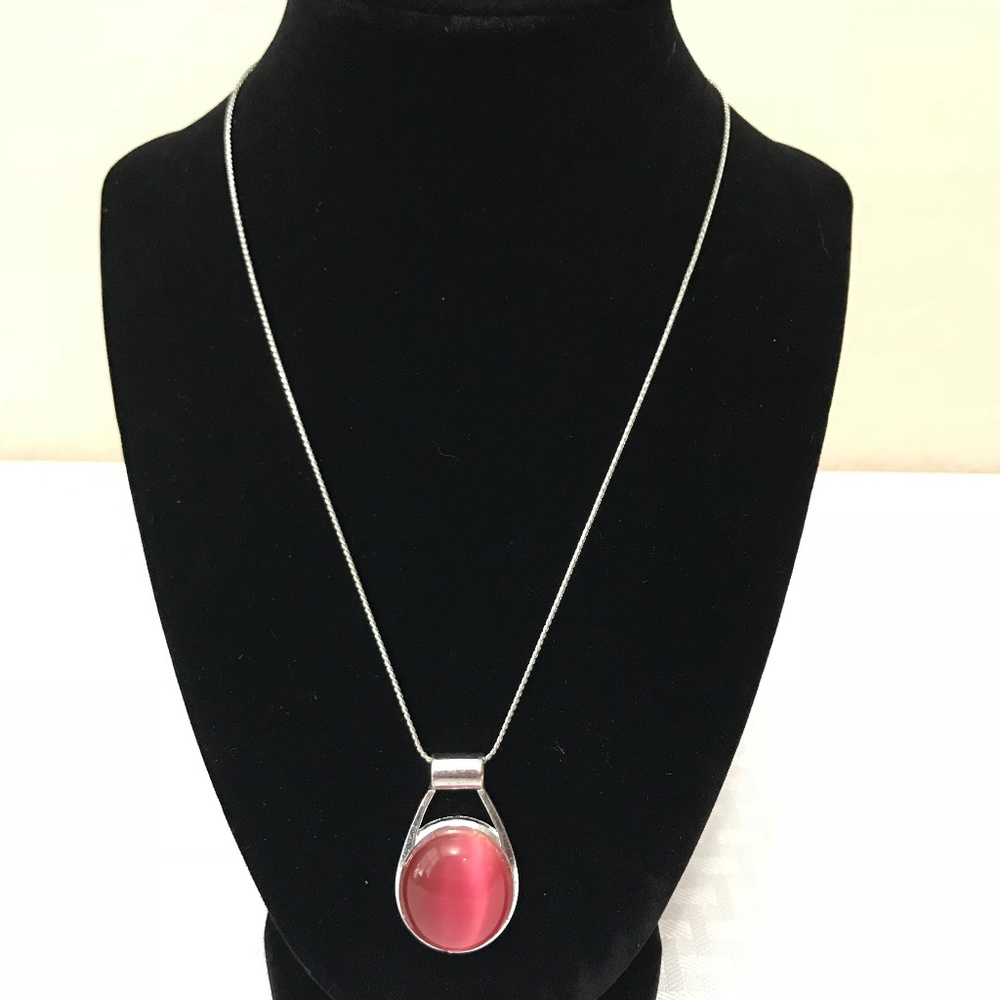 Light Pink Glass Stone Necklace